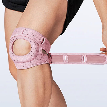 yourjoy Adjustable Compression Knee Patellar Pad Tendon Support Sleeve Brace for Men Women - Arthritis Pain Injury Recovery Running Workout (style 1 Pink)