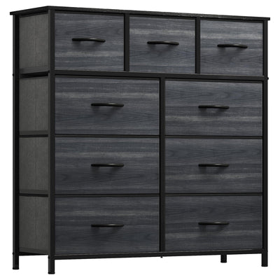 YITAHOME Dresser for Bedroom with 9 Drawers - Organizer Unit for Living Room Hallway Closets (Charcoal Black Wood Grain)