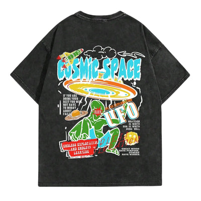 SOLY HUX Camisetas gráficas para hombre Y2K Camisetas de alien estilo vintage de los 90 Camisetas extragrandes streetwear Negras S