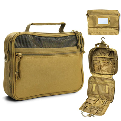 Trousse de Toilette Homme SUNRISING Trousse de Toilette de Voyage pour Homme Trousse de Toilette Homme à Suspendre Trousse de Toilette de Voyage Homme Trousse de Rasage Homme Kaki (Sans molle)