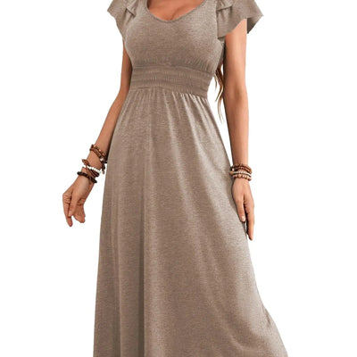 Robes de printemps Dokotoo pour femmes Décontractées Mode d'été 2024 Robe de demoiselle d'honneur Boîte de cocktail Robes fluides mi-longues maxi Manches à volants Tenues de croisière pour femmes Vêtements de vacances Robes pour femmes