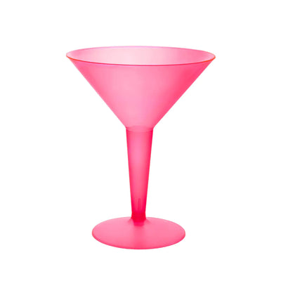 Party Essentials Plastic Two Piece 8-Ounce Martini Glasses/Party Cups Neon Pink 20 Count
