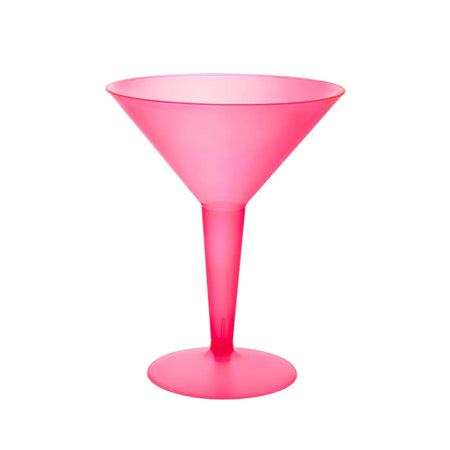 Party Essentials Plastic Two Piece 8-Ounce Martini Glasses/Party Cups Neon Pink 20 Count