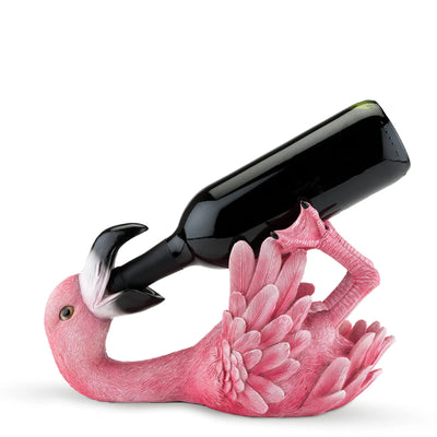 Soporte para botellas de vino de poliresina True Flirty Flamingo, perfecto para la decoración de la cocina, accesorios de vino, decoración de bar de vinos, tiene capacidad para 1 botella de vino estándar, juego de 1