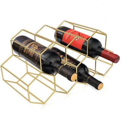 Casier à vin de comptoir Petit casier à vin pour l'intérieur d'un placard Casier à vin en fil doré Support de casier à vin Casier à vin en métal pour petits espaces Support de bouteille de vin de comptoir Casier de support de vin de table pour cuisine Bar