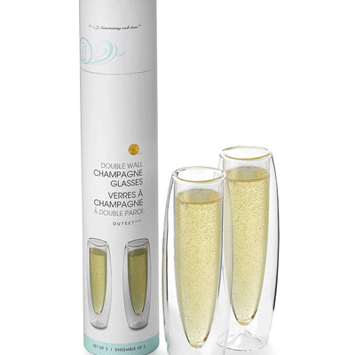 Outset Stemless Champagne Flutes Double Wall Glassware Borosilicate Glass 2 Count (Pack of 1)