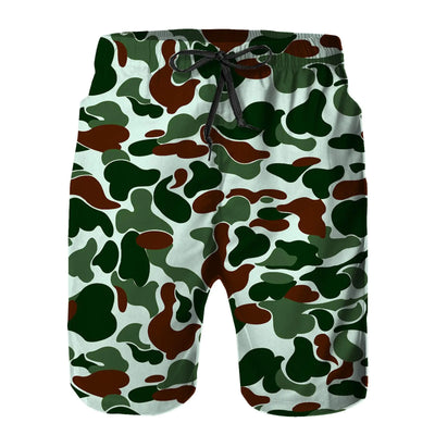 Daozundi Mens Swim Trunks with Mesh LiningGreen and Brown Camo Quick Dry Swimsuit Board Shorts Beach Pants Swimwear Bathing Suits M