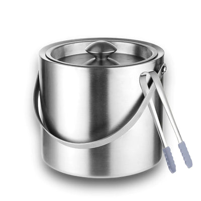 Sipoyen Ice Bucket with Lid Handle and Tong Insulated Stainless Steel Champagne Bucket 3L Wine Bucket for Party Bar Cart Accessories Large Double Wall Bucket Keep Frozen
