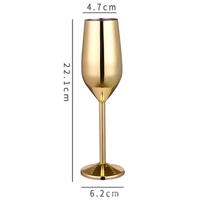 Stainless Steel Champagne and Wine Glass Set