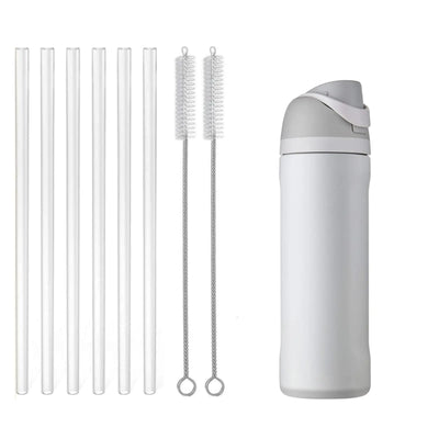 6Pack Replacement Straw for Owala FreeSip Water Bottle 24oz/32oz Reusable BPA Free Clear Drinking Straws with Straw Cleaner Brush for Owala 24oz 32oz FreeSip Water Bottle Accessories