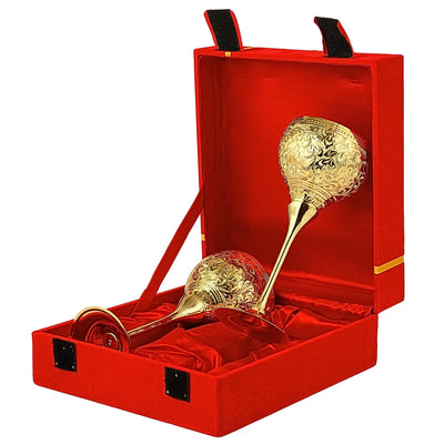 24K Gold Plated Brass Chalice Cup Metal Communion Wine Goblet Wedding Champagne Glass for Bride & Groom Toasting Flutes Engraved Gift Engagement Couple Marriage Anniversary Valentine-Set of 2 Saucer