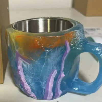 Tasses à café en résine 400 ml avec poignées en forme de cristal minéral, élégantes tasses imitation cristal minéral pour la maison, le bureau, cadeau de Noël, gadgets de cuisine