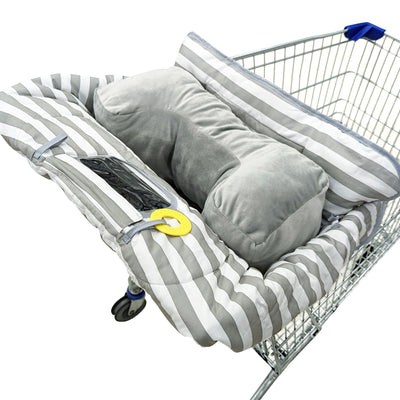 Cubierta para carrito de compras y silla alta Suessie con almohada de apoyo tipo cojín, a rayas grises y blancas, con cojín