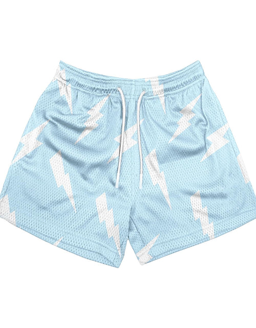 Load image into Gallery viewer, DIOTSR Mens Graphic Shorts Summer Casual Flat Front Shorts Cool Streetwear Designer Shorts Drawstring (01 Light Blue &amp; StarsSmall)
