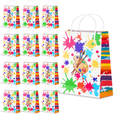 Bolsas de regalo para fiesta de arte, bolsas de regalo para fiesta de pintura, bolsas de regalo para fiesta de pintar y beber para fiesta de salpicaduras de pintura, decoraciones para fiesta de arte (estilo brillante, 36 piezas)