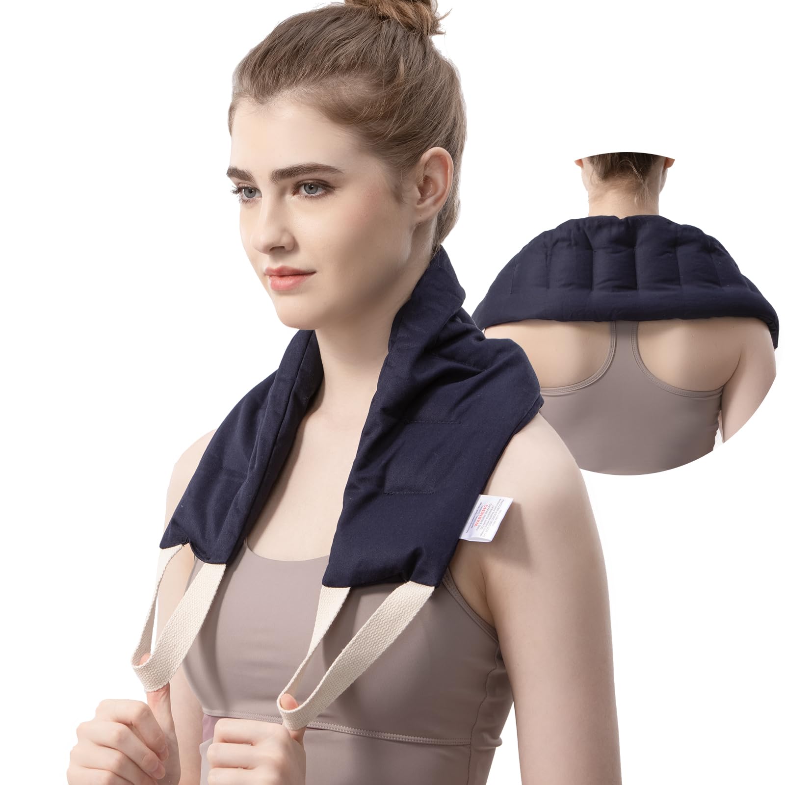 UNCN Long Heating pad for Neck and Shoulders Back 33 * 5.9" microwavable Large Moist Heat Pack Warm hot Compress Neck wrap Weighted Bag Massage Reusable Herbal Nature Calming Portable
