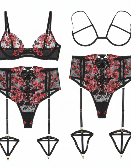Load image into Gallery viewer, Cross-Border New Women's Embroidered Lingerie Set
