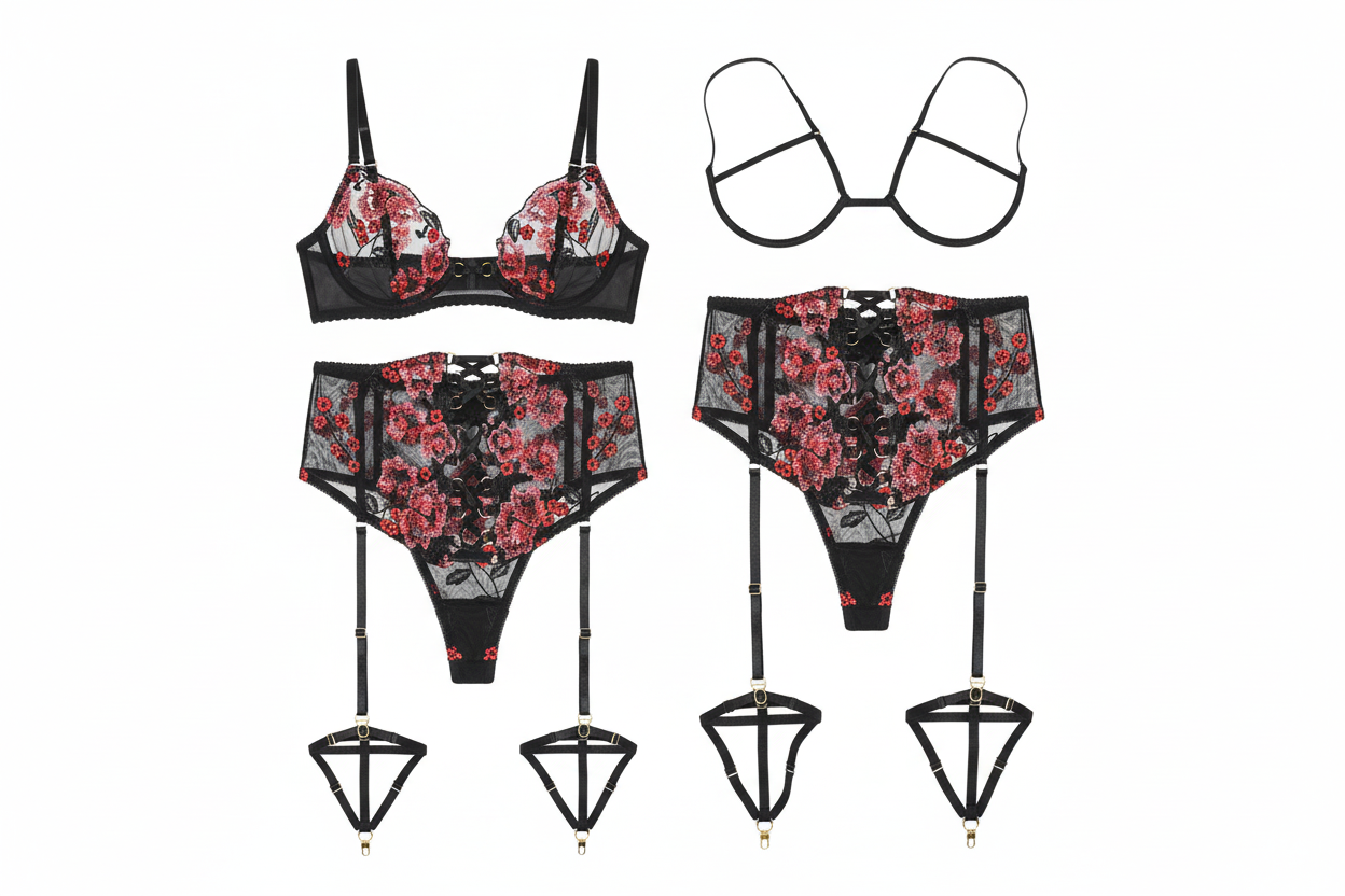 Cross-Border New Women's Embroidered Lingerie Set