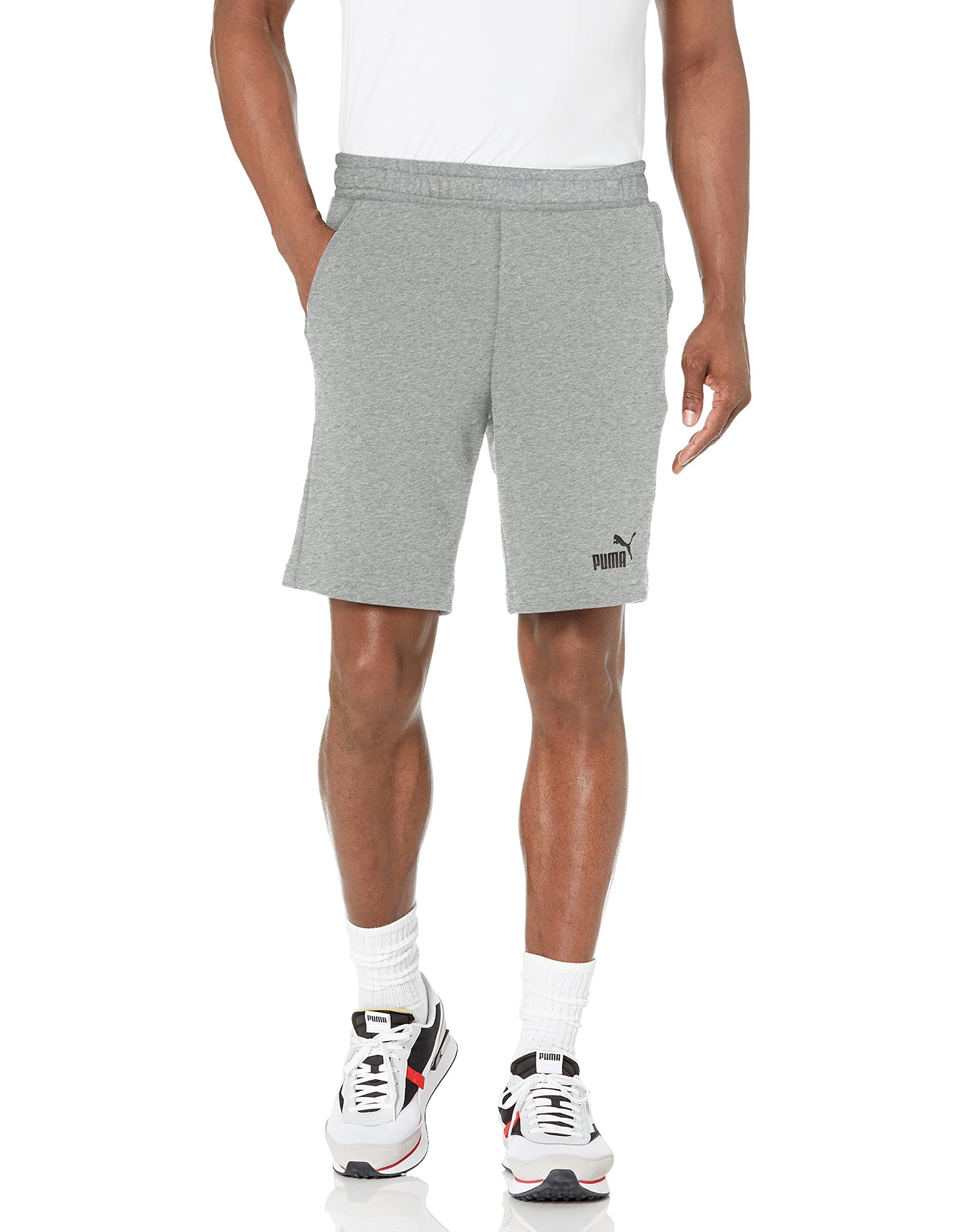 PUMA Mens Essentials 10" Shorts Medium Gray Heather