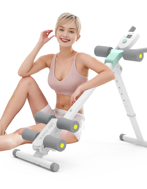 Cargar imagen en el visor de la galería, Máquina plegable de ejercicio abdominal con monitor LCD, 5 alturas ajustables, capacidad de peso de 150 kg, entrenador abdominal para gimnasio en casa, ejercicio de cuerpo completo AME
