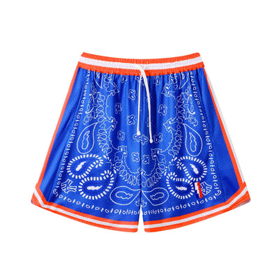 DIOTSR Mens Basketball Shorts Casual Retro Graphic Shorts Athletic Running Shorts Streetwear Designer Shorts with Pockets (Blue & OrangeX-Small)