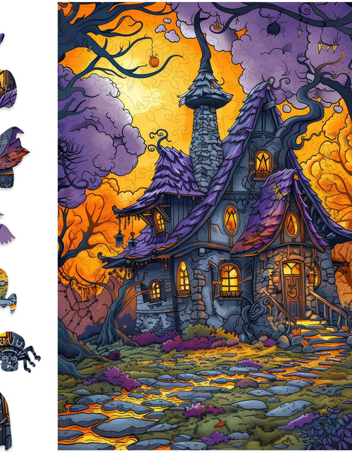 Cargar imagen en el visor de la galería, delobil Halloween Puzzle Fall Scary Haunted Mansion Wooden Puzzles 200 Pieces Halloween Holiday Jigsaw Puzzles for Adults and Kids Family Games Birthday Gifts 9 x 12.4 in
