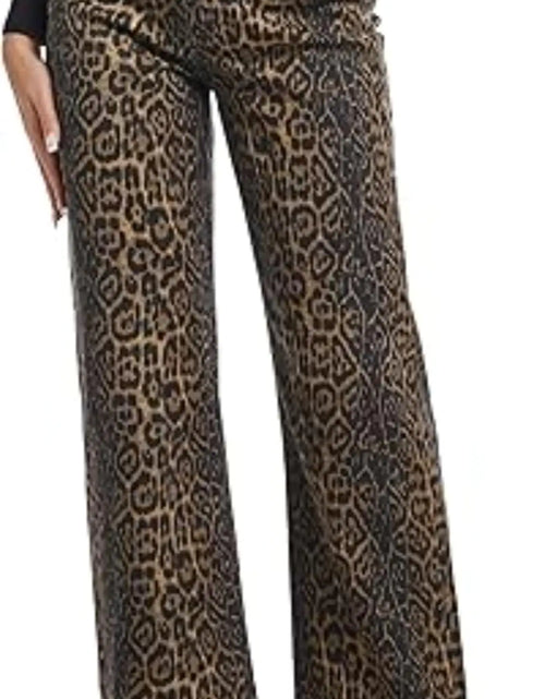 Cargar imagen en el visor de la galería, Pantalones con estampado de guepardo IDEWO, pantalones de leopardo, pantalones Y2k, vaqueros de leopardo para mujer, pantalones de pierna recta para mujer, pantalones de pierna ancha (MarrónSPequeño)
