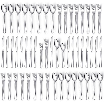 Ensemble de couverts 40 pièces pour 8 personnes en acier inoxydable – Ensemble d'ustensiles de table, couteaux, cuillères et fourchettes poli miroir, lavable au lave-vaisselle