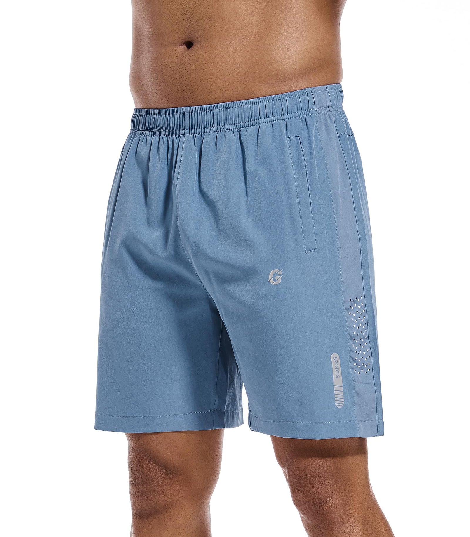 Gesean Mens Athletic Shorts Running Workout Shorts Dry Fast Lightweight Gym Hiking Shorts Blue X-Large