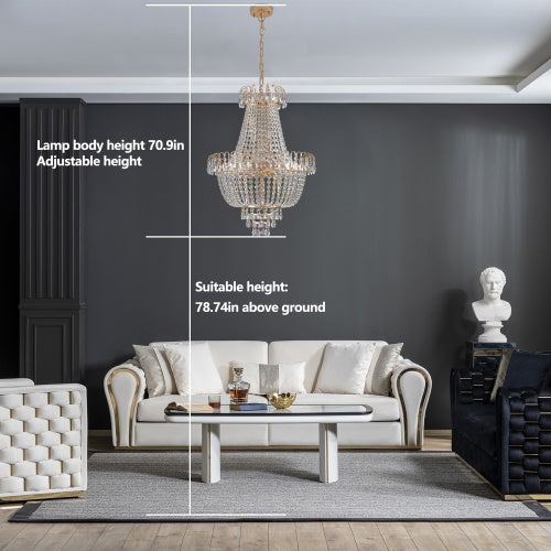 Cargar imagen en el visor de la galería, Golden Crystal Chandelier, Large Modern Luxury Chandelier, Suitable For Living Room, Dining Room, Bedroom, Hallway - No Bulb Unusable Platform - Temu
