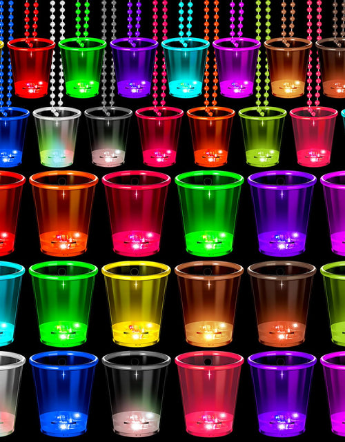Load image into Gallery viewer, Ecally 60 Pcs Glowing in the Dark Shot Glass Necklaces Party Shot Glasses Necklace Led Light up Shot Necklace Cup for Halloween Christmas Birthday Wedding Party Supplies 15 Colors
