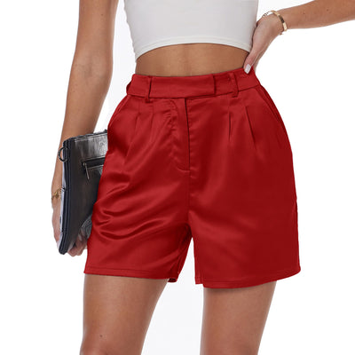 Womens Satin Silky Shorts Dressy Casual Party Wedding Club Shiny Metallic Pants Shorts