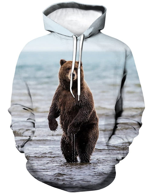 Load image into Gallery viewer, Snbidmk Novelty Bear Graphic Hoodie Cool Animal Print Hoodies Sweatshirt Pullover for Men WomenBlue4XL

