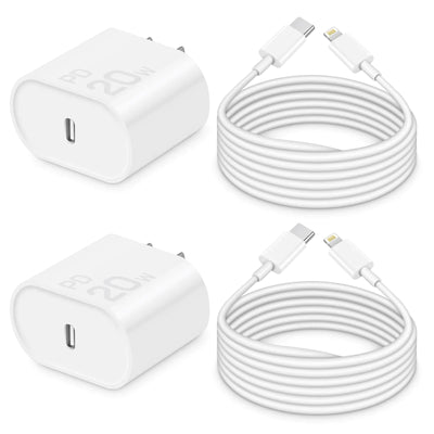Cargador de iPhone de 3 m de carga rápida 【Certificado MFi】 Paquete de 2 cargadores rápidos PD de 20 W con cable de carga rápida de 1,8 m Bloque de carga rápida tipo C y cable de carga rápida para IP 14/13/12/11 iPad y más