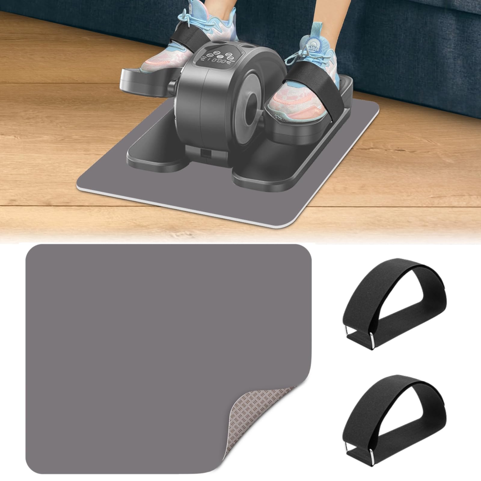 Alfombrilla Antideslizante para Ejercicios debajo del Escritorio, Tapete Elíptico para Máquina de Ejercicios de Piernas (Gris 23 * 17 pulgadas)