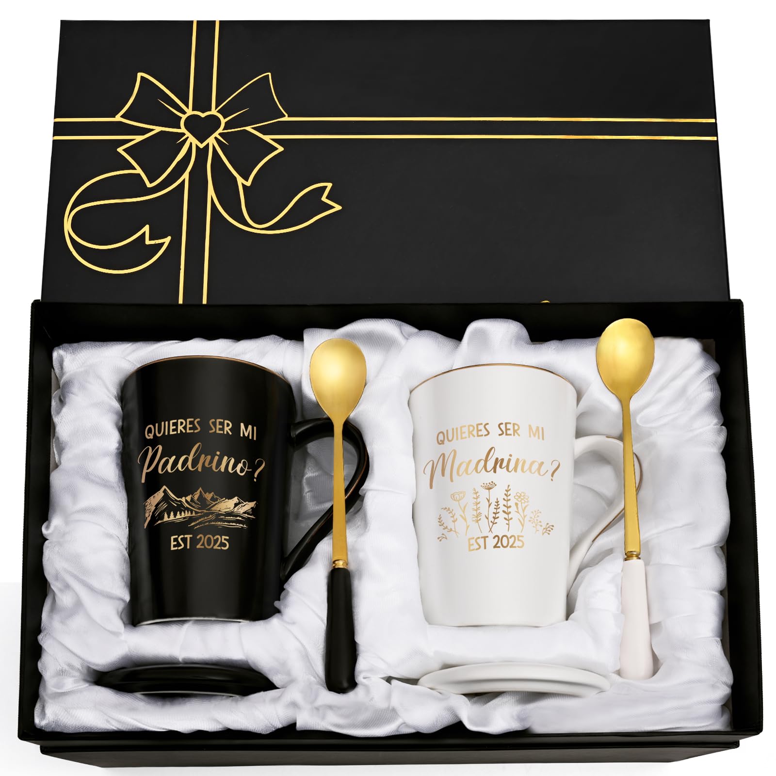 Maustic Godparents Proposal Gift Quieres Ser Mi Padrino Madrina Est 2025 Mugs Set Padrinos De Bautizo Propuesta Gifts Padrinos Madrina Proposal Gift 14 Oz Black & White
