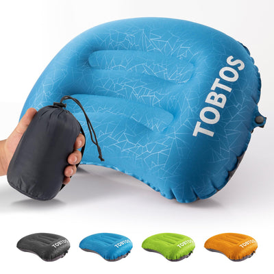 TOBTOS Oreiller de camping Oreiller gonflable pour le camping Oreiller de randonnée ultraléger Soutien ergonomique pour le cou et les lombaires Oreiller à gonfler pour le voyage, la randonnée en extérieur (Bleu marine)