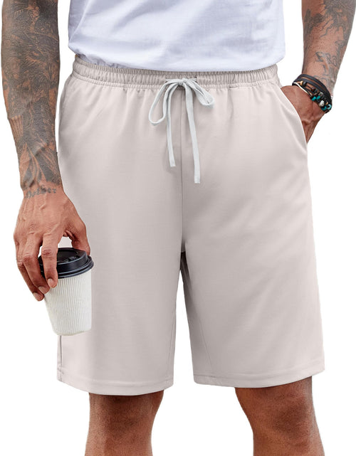 Load image into Gallery viewer, COOFANDY Mens Flat Front Shorts Casual Summer Shorts Regular Fit Lightweight Beatch Shorts Light Grey
