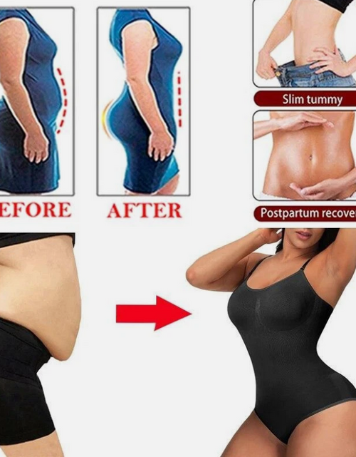 Load image into Gallery viewer, Super Sale V Neck Spaghetti Strap Bodysuit Compression Body Suits Open Crotch Shapewear Slimming Body Shaper Smooth Out Bodysuit
