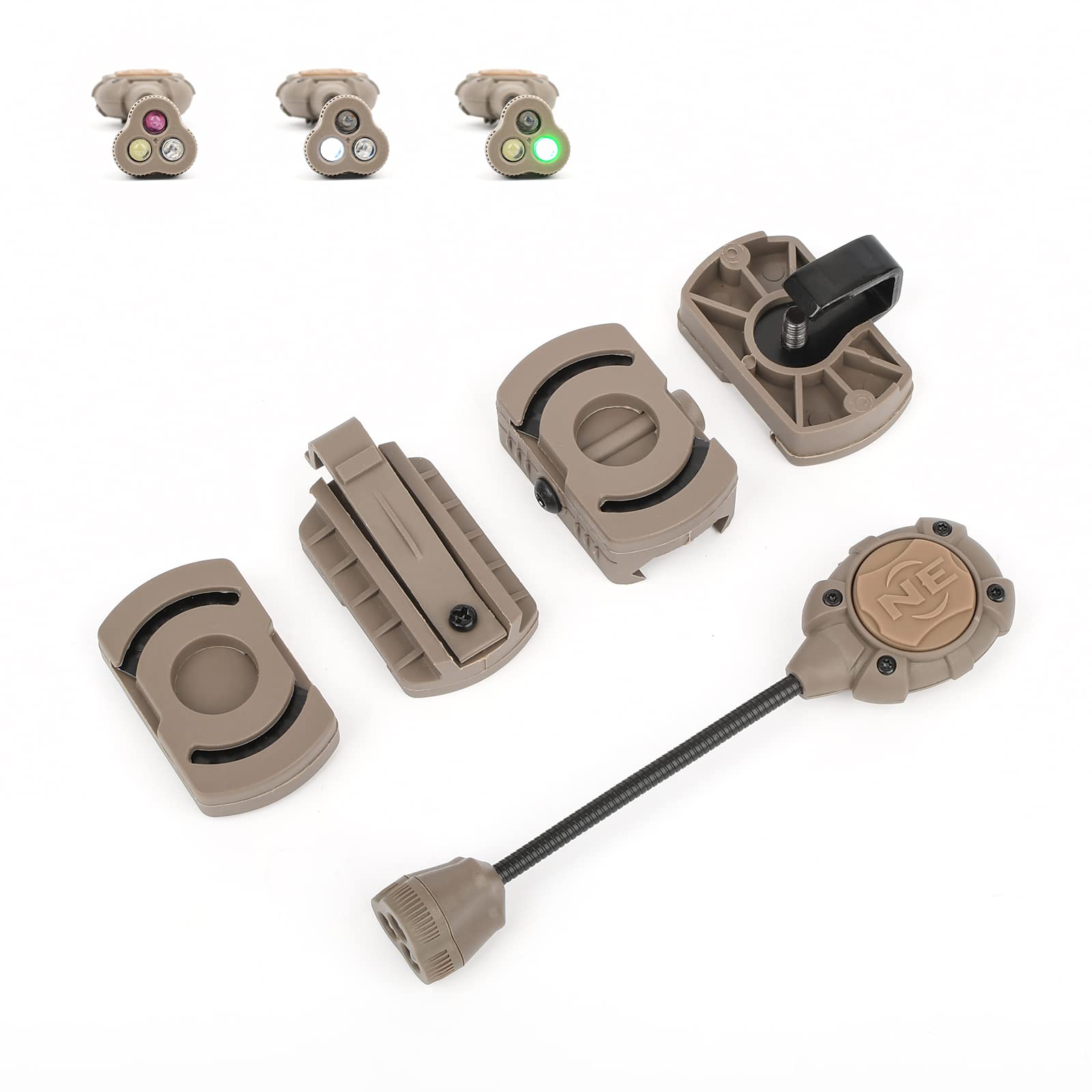 rdzzwxw Tactical Helmet Light with White Green IR LED Task Lamp Military Helmet Accessories Mount for Mich Fast Helmet Molle System Picatinny Rail Survival Signal Light for Outdoor Hunting