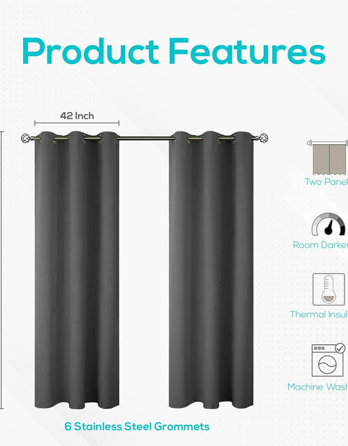 Load image into Gallery viewer, 2 Panels Blackout Curtains for Bedroom with Grommet 42x84 inch Dark Grey
