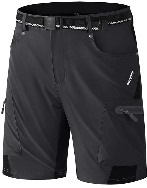 Load image into Gallery viewer, KEFITEVD Mens Hiking Cargo Shorts Quick Dry Outdoor Travel Shorts Lightweight Summer Casual Fishing Golf Work Shorts with Pockets Black
