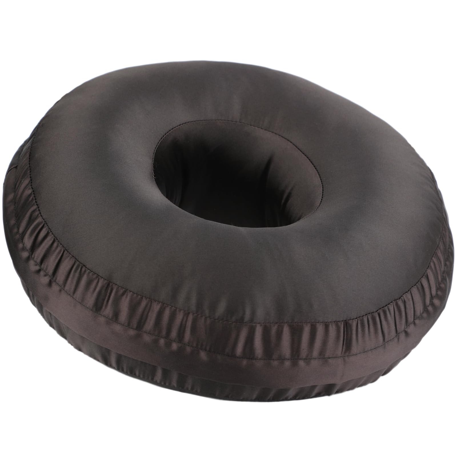 Washable Silky Satin Ear Piercing Pillow with Removable Pillowcase Smooth Cooling Donut Pillows Hole for Ear Pain Relief CNH Sleeping Pressure Sore Side Sleepers Ear Guard Protector Black
