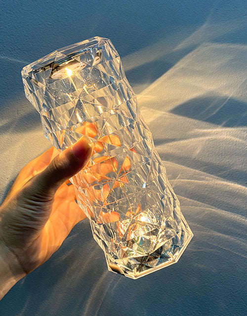 Load image into Gallery viewer, Nordic Crystal Lamp USB Table Lamps Bedroom Touch Dimming Atmosphere Diamond Night Light Rose Projector Lamp Decor
