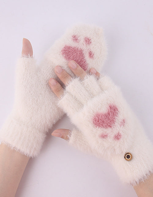Charger l'image dans la visionneuse de galerie, Gants d'hiver tricotés patte de chat
