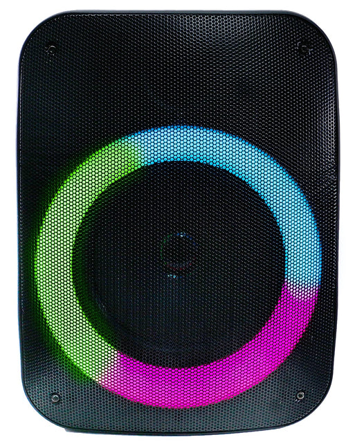 Cargar imagen en el visor de la galería, QFX PBX-126 TWS Altavoz portátil recargable Bluetooth de 10 vatios con woofer de 4", entrada de micrófono, entrada auxiliar, entrada USB, entrada de tarjeta TF, radio FM y luces LED para fiestas, negro
