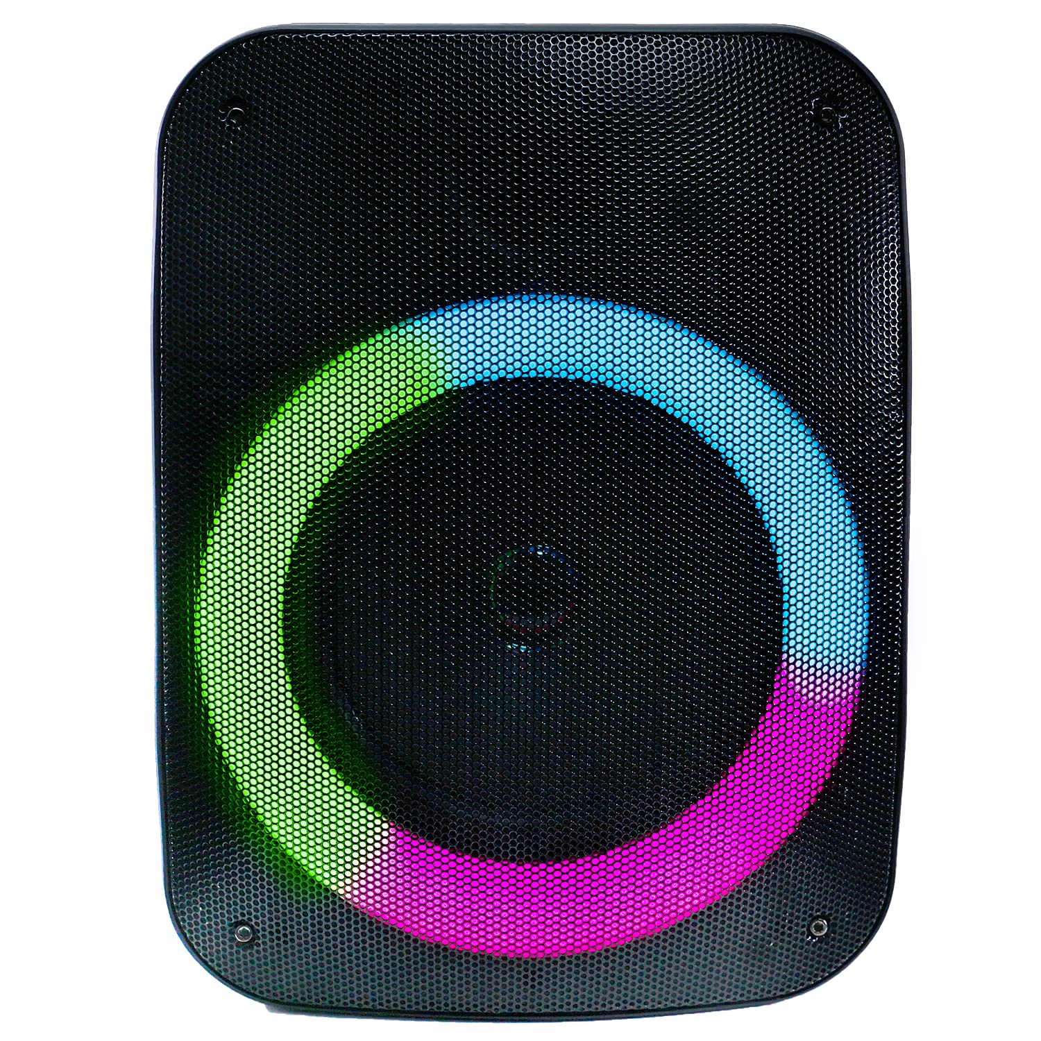 QFX PBX-126 TWS Altavoz portátil recargable Bluetooth de 10 vatios con woofer de 4", entrada de micrófono, entrada auxiliar, entrada USB, entrada de tarjeta TF, radio FM y luces LED para fiestas, negro