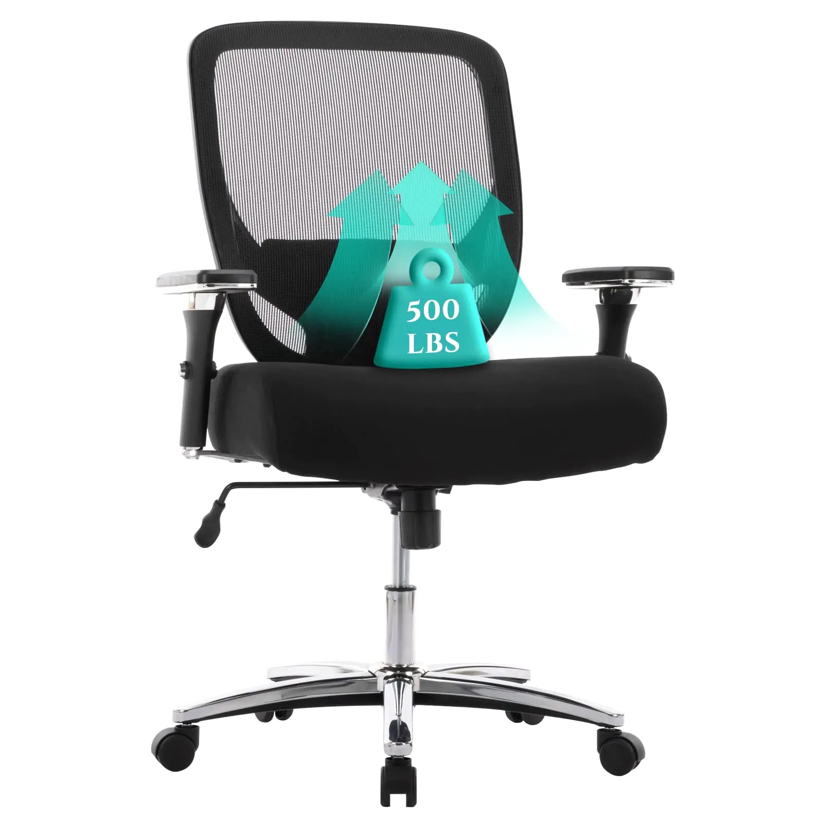 Silla de oficina Big and Tall de 500 lb - Silla ejecutiva para personas grandes Silla de escritorio de computadora Silla de oficina grande con asiento ancho y grueso, negra