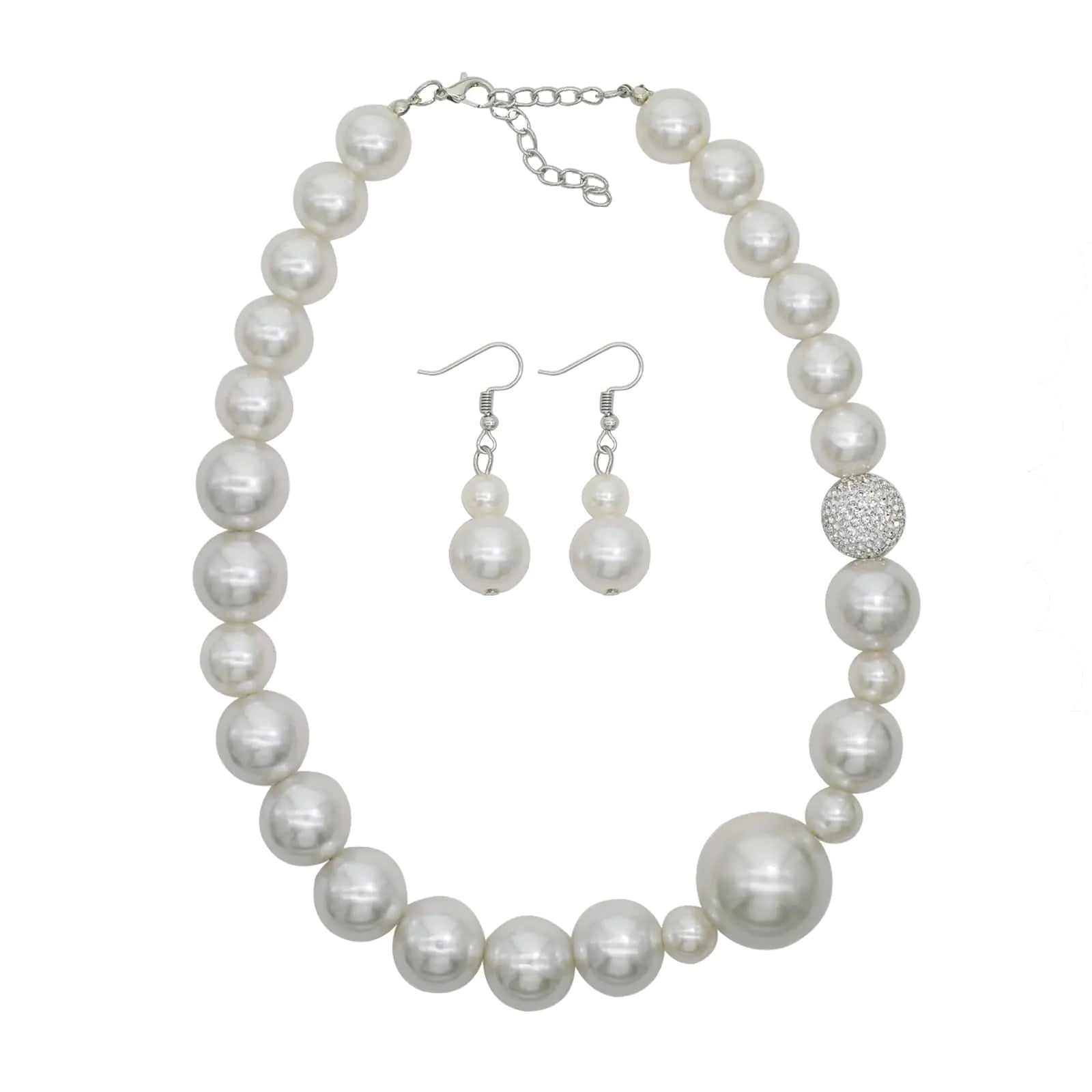 Collar de perlas gruesas para mujer, collar llamativo de perlas grandes, gargantilla de perlas de moda, conjunto de joyas de perlas bohemias (perlas grandes blancas)
