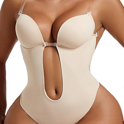 Strapless Shapewear for Women Backless Bra Shapewear for Backless Dress Bra Bodysuit Deep Plunge Shapewear Body Shaper (Beige 3X-Large (42))